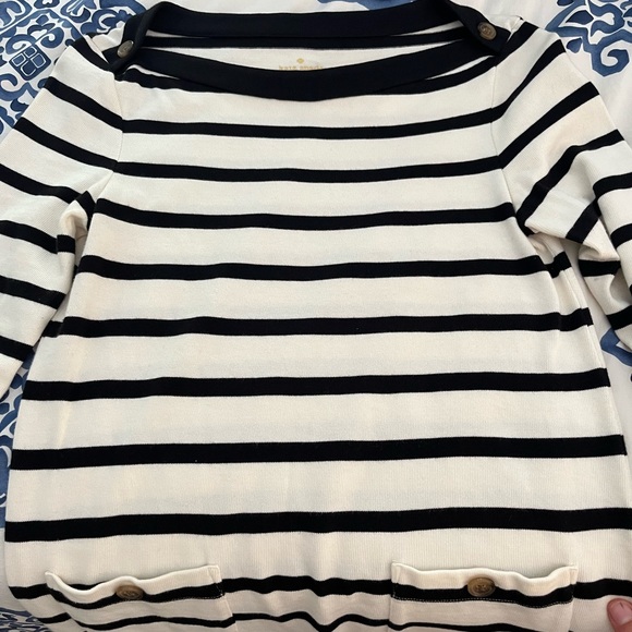 Kate Spade stripe dress, with boat neck style and pocket buttons, size small (4) - Picture 11 of 12